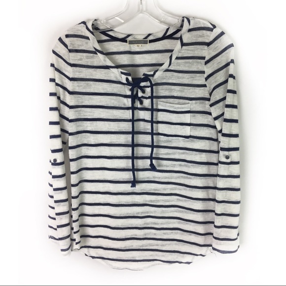 PLEIONE Top long sleeved nautical French Girl Fashion Mariner Size Small - Picture 1 of 6